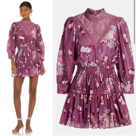 🎀 LoveSchackFancy Viola Floral Lace Print Mini Dress 🎀 - Picture 6 of 10